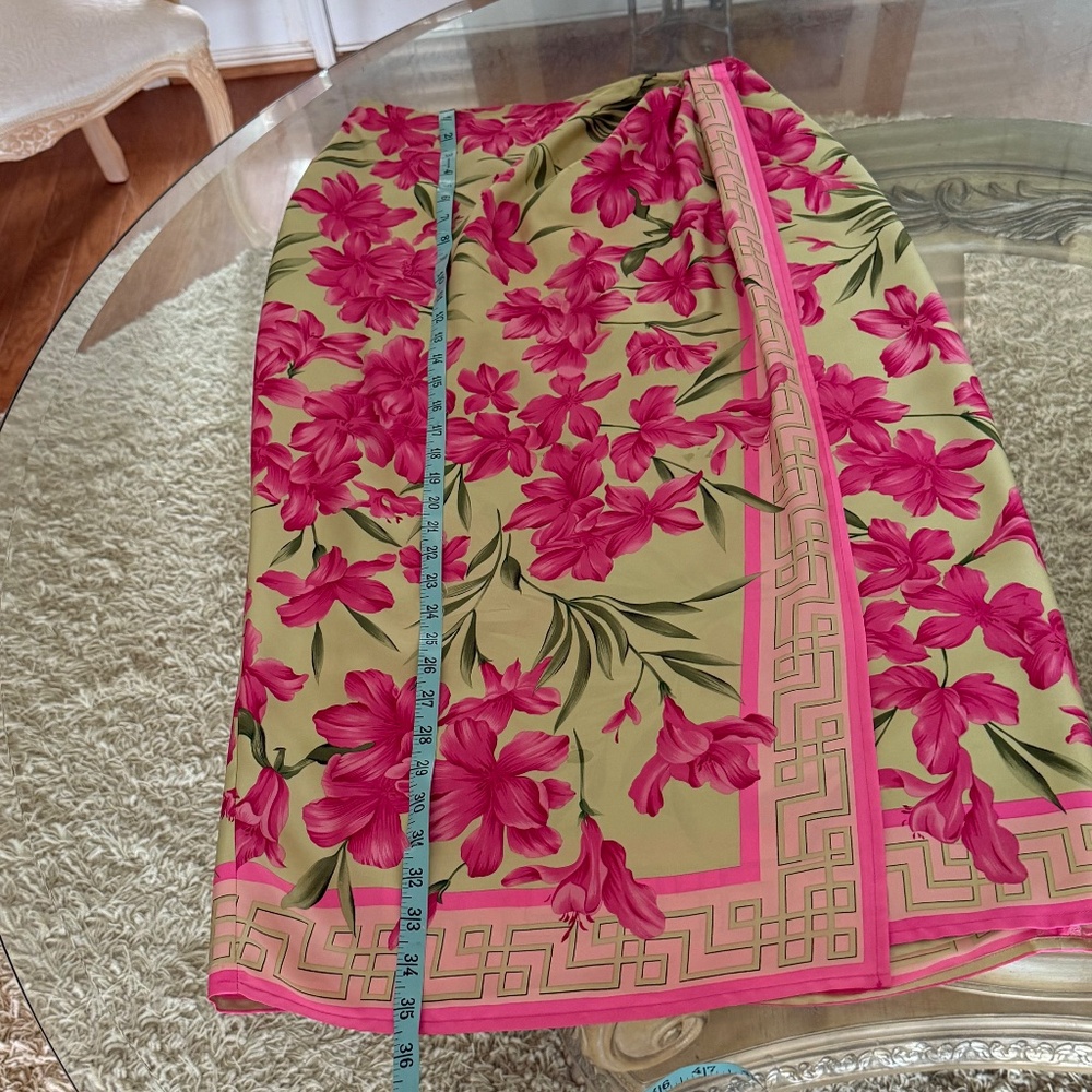 Vintage Oscar de la Renta 100% Silk Floral Maxi Skirt Size 10 A-Line High Waist - Picture 9 of 10